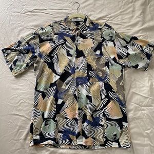 Vintage Abstract patterned collared shirt sleeve shirt